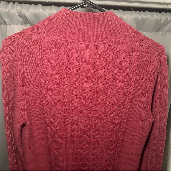 L.L. Bean Women's Preppy Zip-Up Burgundy Cotton Academia Cable Knit Sweater Sz S - Picture 14 of 16